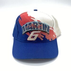 Vintage 90s Mark Martin 6 Logo Athletic Splash Snapback Hat Cap Nascar Valvoline